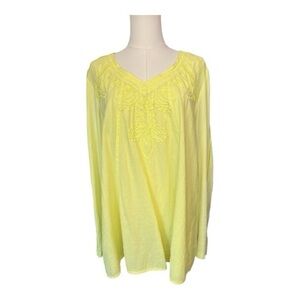 🆕 NWOT Soft Surroundings glam gauze lemon drop embroidered tunic – size L